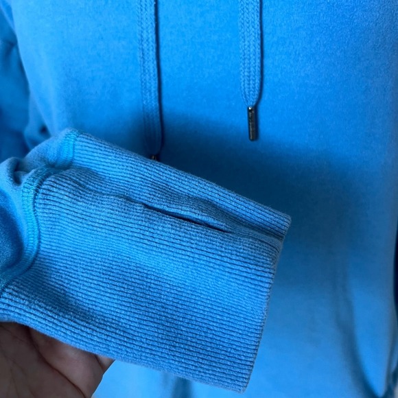 Sweaty Betty Blue Cowl Neck Hoodie Sweatshirt Womens Size 12 - Picture 4 of 16
